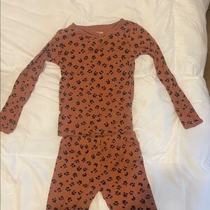 Kids Rust and Black Paw Print Pajama Set